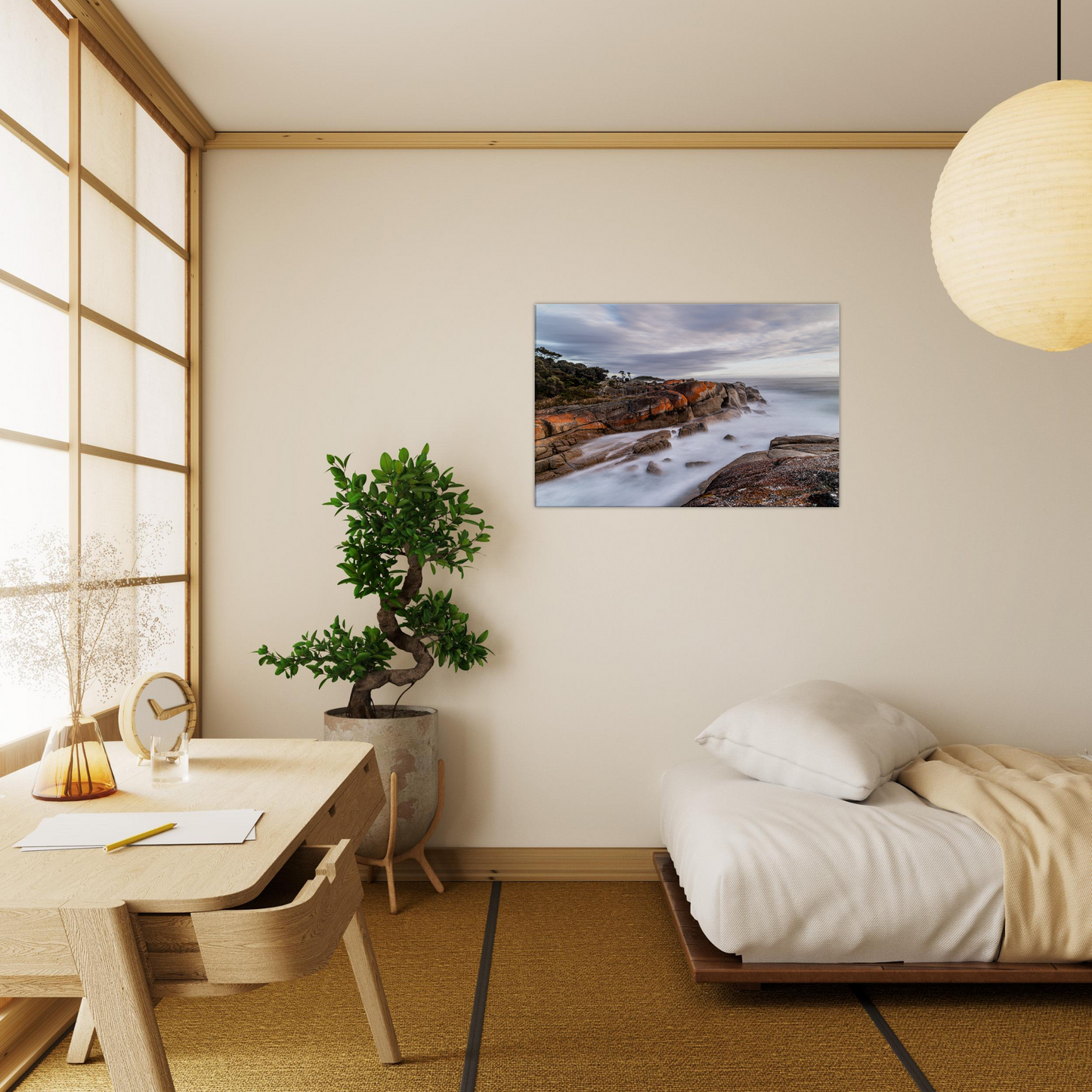 Dreamy Binalong Bay Coastal Canvas by Istvan Maar Photography - Japanese bedroom