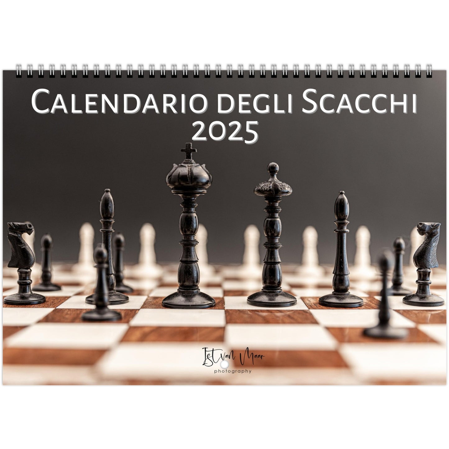 2025 Chess Wall Calendar by Istvan Maar Photography featuring intricate chess sets.