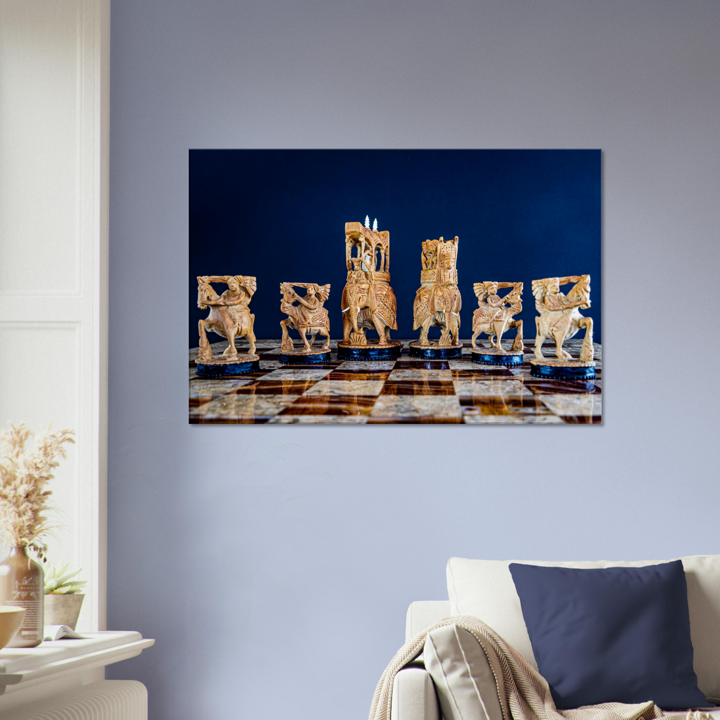 Sandalwood Rajasthan Style Chess Canvas by Istvan Maar Photography - living room