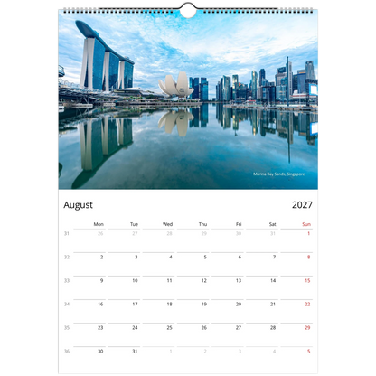 2027 Architecture Wall Calendar – monthly spread with architectural detail photography