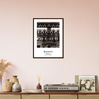 Personalized framed Budapest travel poster - Hotel National in Budapest - black frame - man cave