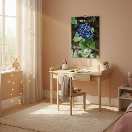 Hydrangeas Wall Calendar – Kids Room Mockup