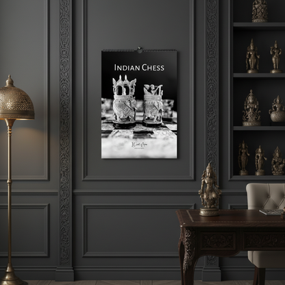 2027 Indian Chess Wall Calendar – product packaging and spiral binding detail