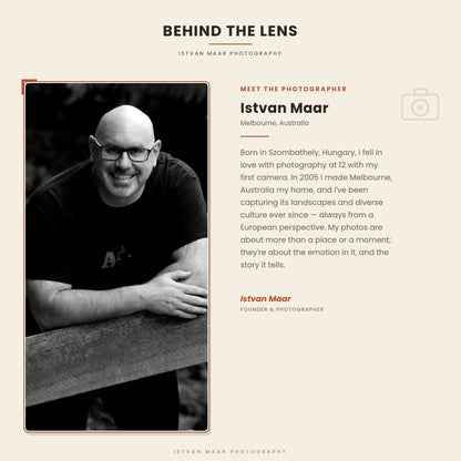 Meet the photographer — Istvan Maar, founder of Istvan Maar Photography, a Melbourne-based photographer originally from Hungary, with a short bio about his background and photography style.