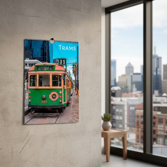 Melbourne Trams Wall Calendar – City Setting Mockup