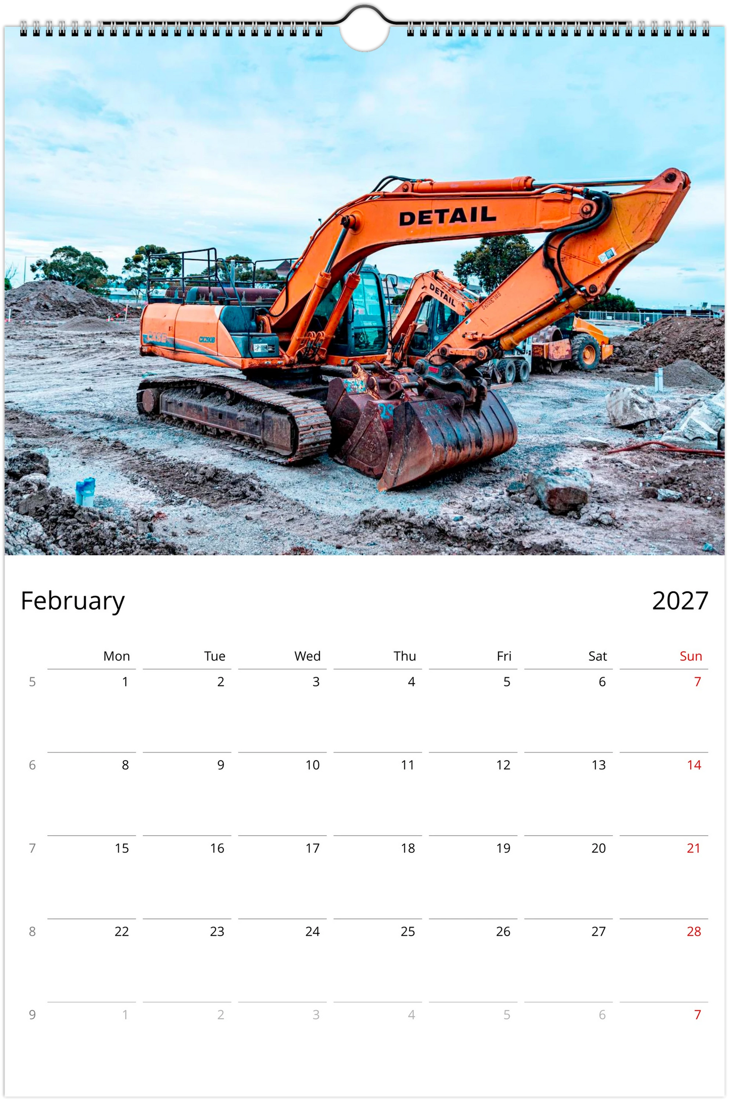 2027 Construction Wall Calendar | 7085 Istvan Maar Photography