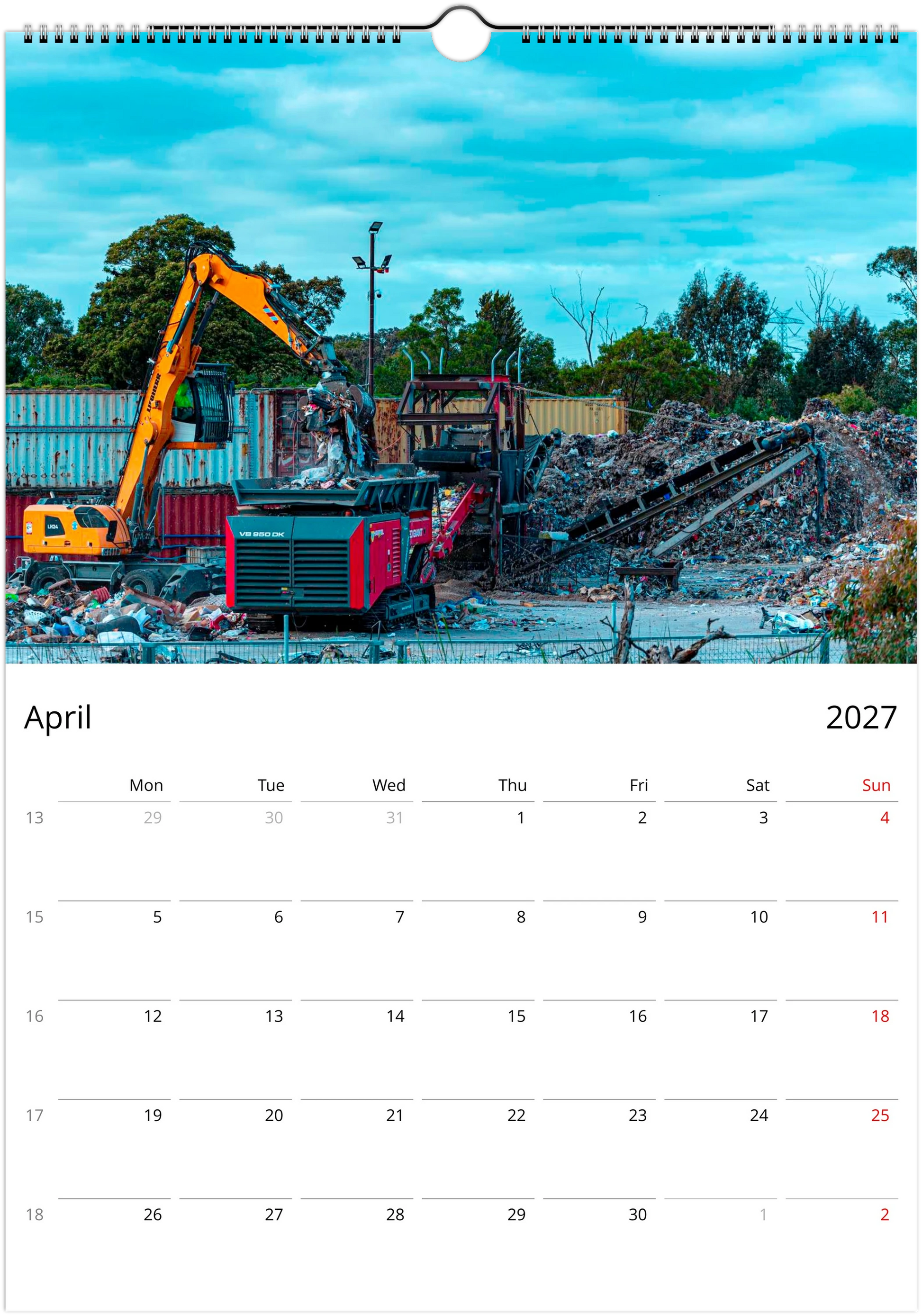 2027 Garbage Management Wall Calendar | 8366 Istvan Maar Photography