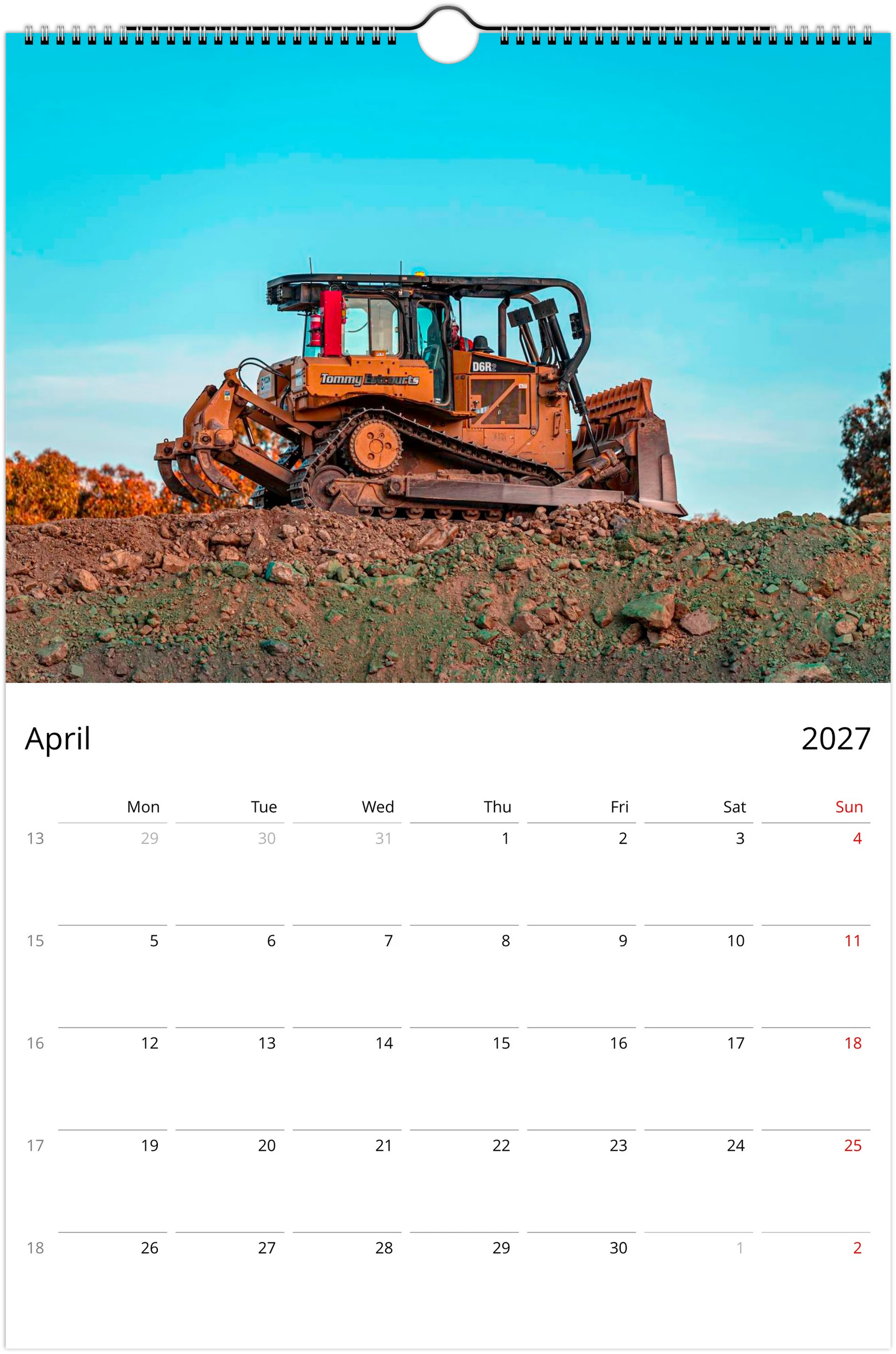 2027 Construction Wall Calendar | 7085 Istvan Maar Photography