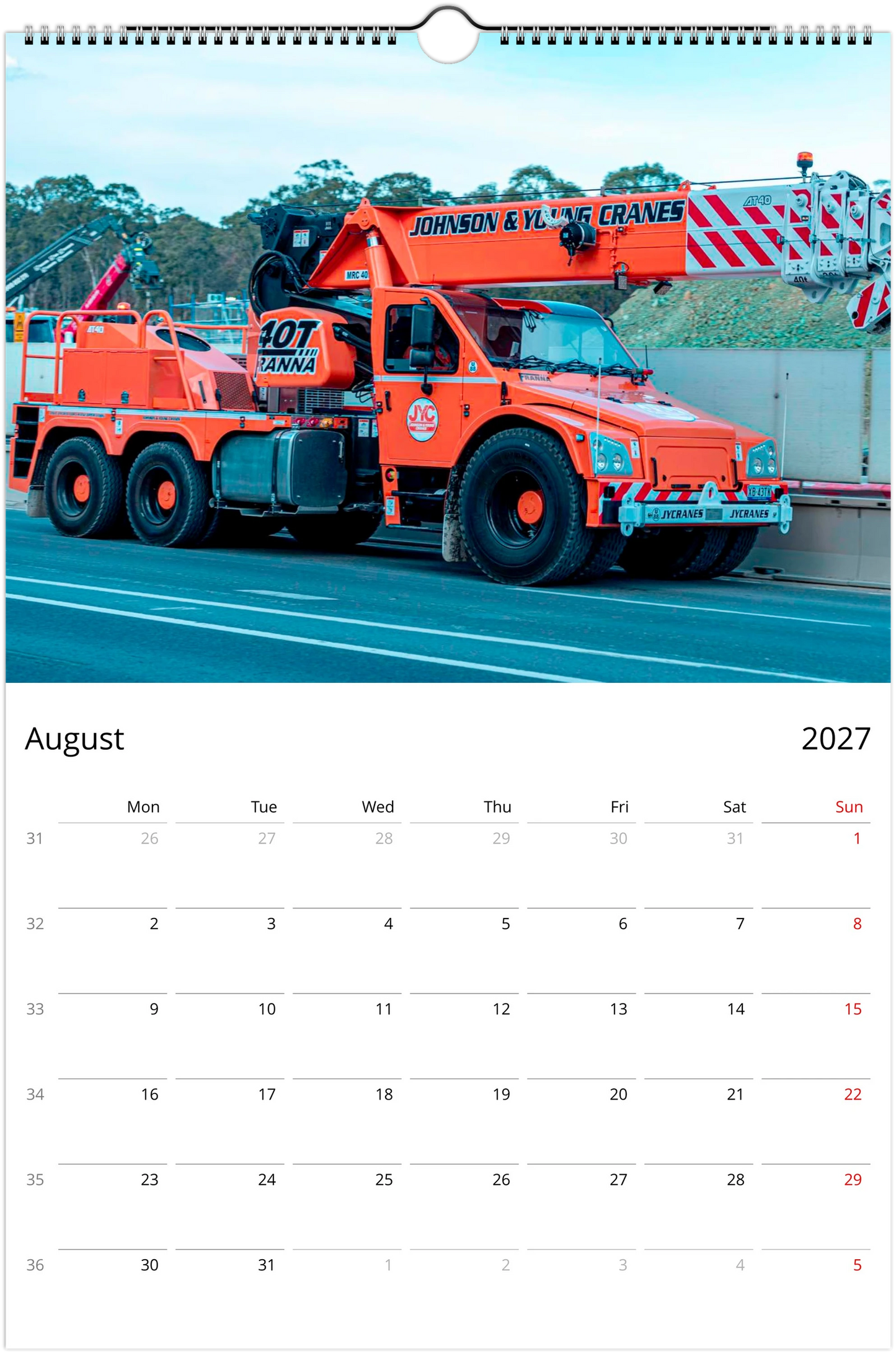 2027 Construction Wall Calendar | 7085 Istvan Maar Photography