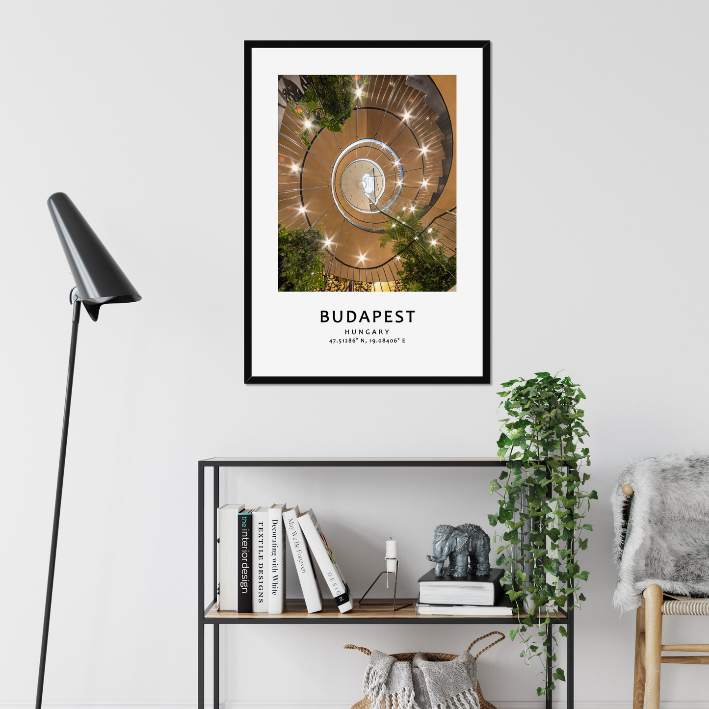 Personalised framed House of Music poster in Budapest - black frame - study