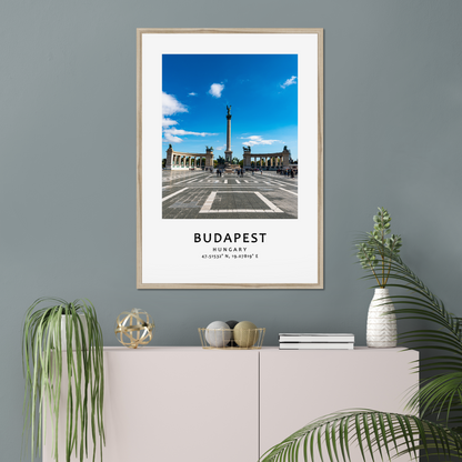 Personalised framed Budapest poster by Istvan Maar Photography - Heroes' Square - living room