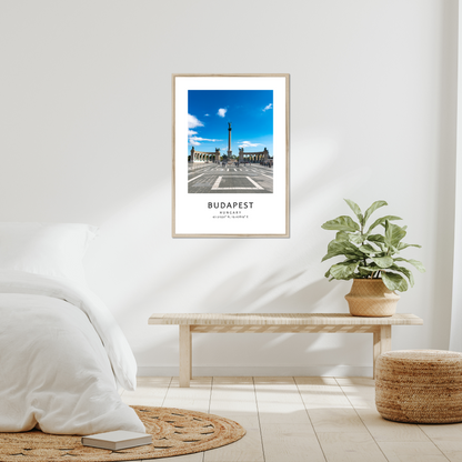 Personalised framed Budapest poster by Istvan Maar Photography - Heroes' Square - bedroom