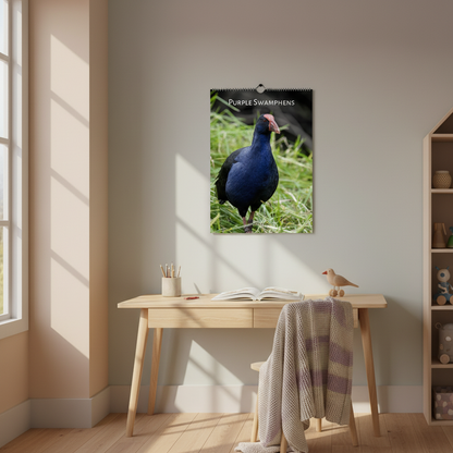 Purple Swamphens Wall Calendar – Kids Room Mockup